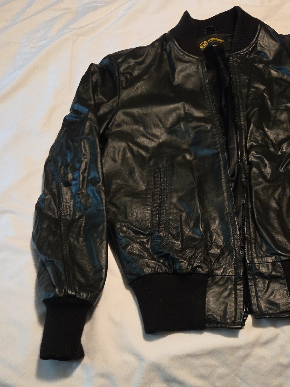 #H1017 Deerskin Men's Black Leather Bomber Jacket